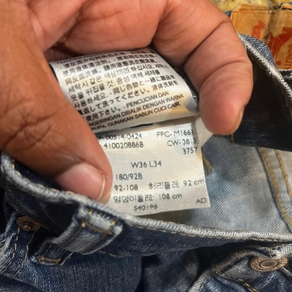 Levi‎ Mens 514 Straight Leg Blue Denim Jeans 36x34 Medium Wash